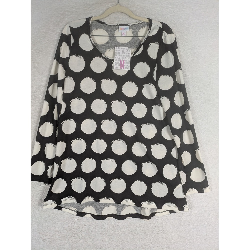 NEW LuLaRoe Lynnae Top Women's M Black White Polka Dot Long Sleeve Tunic Top